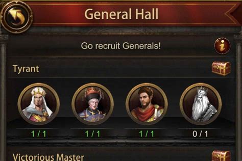 evony general hall list